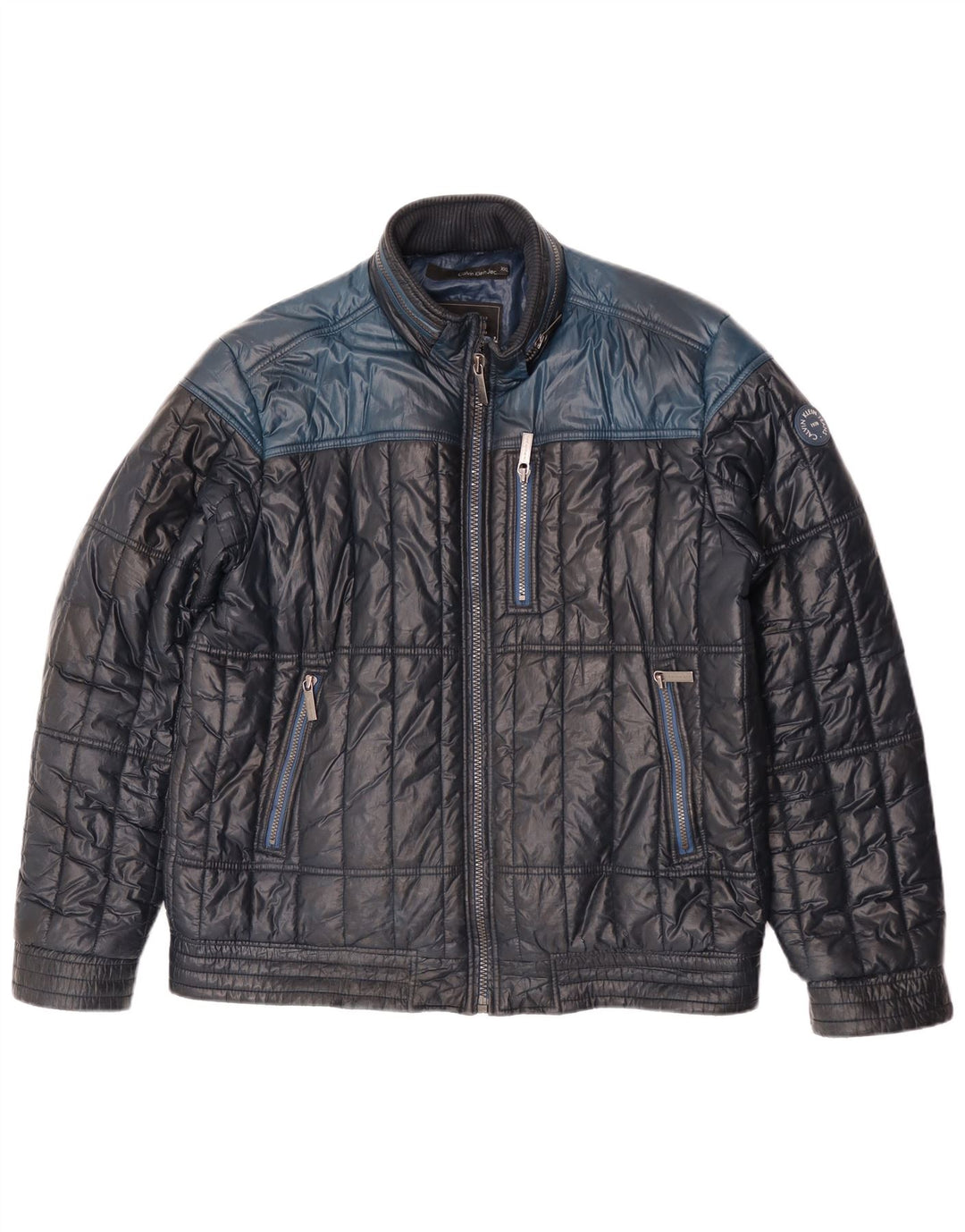 Мужская стеганая куртка Calvin Klein Jeans UK 44 2XL Темно-синий с цветными блоками