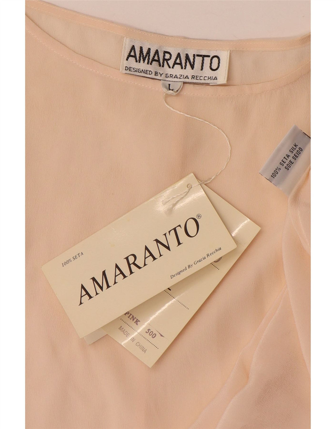 Женская блузка оверсайз Amaranto Top UK 16, большая, бежевый, шелковый