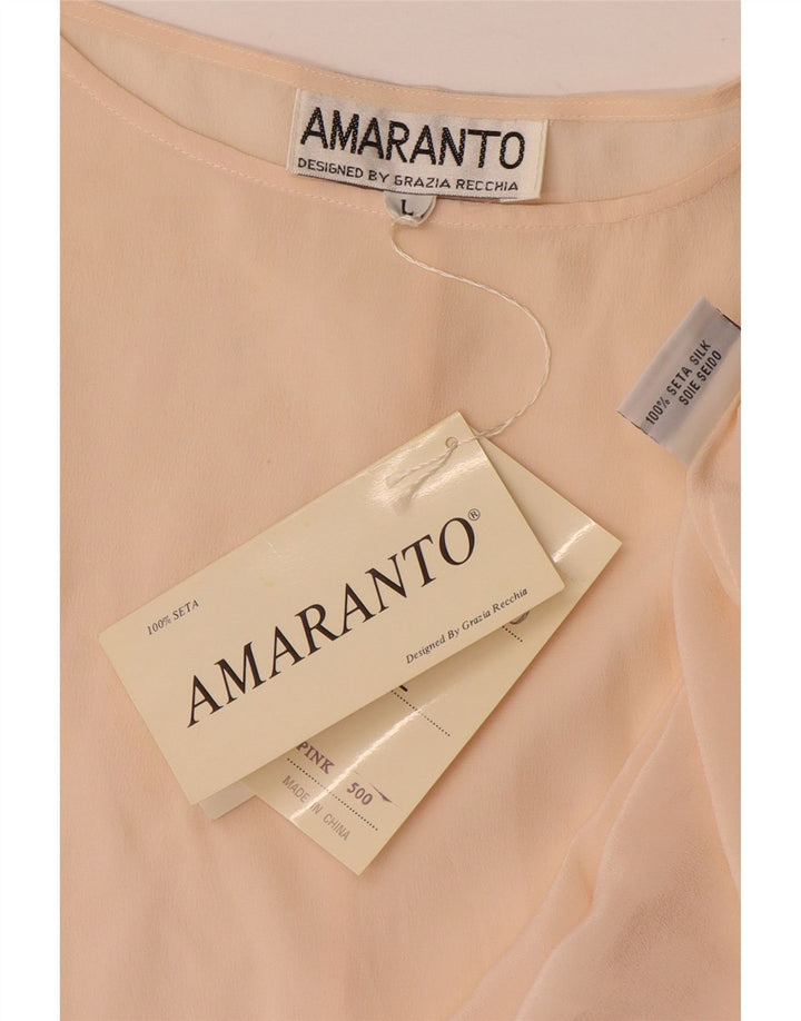 Женская блузка оверсайз Amaranto Top UK 16, большая, бежевый, шелковый