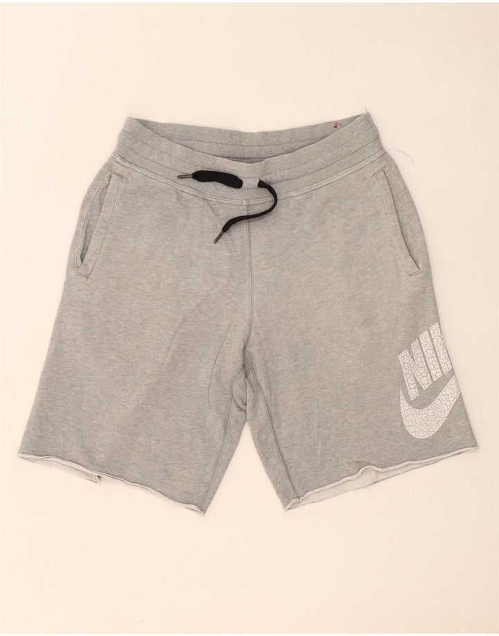 Мужские спортивные шорты Nike с графическим рисунком, хлопковые, среднего серого цвета