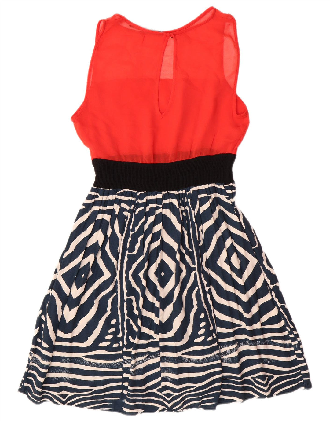 Женское базовое платье трапециевидного силуэта без рукавов Zara UK 12, средний красный с геометрическим рисунком в стиле модерн