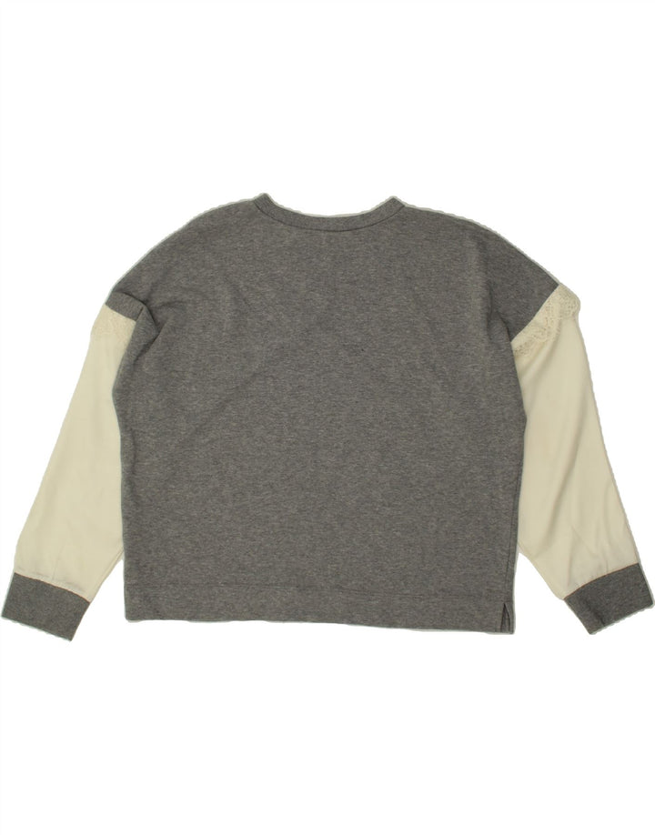 DKNY Womens Oversized Sweatshirt Jumper UK 16 Large Grey Colourblock Vintage Dkny and Second-Hand Dkny from Messina Hembry 