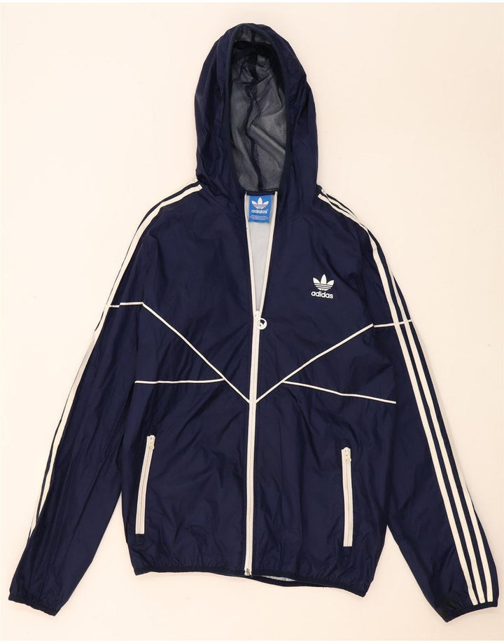Мужская куртка-дождевик Adidas с капюшоном UK 38, средний темно-синий, полиэстер
