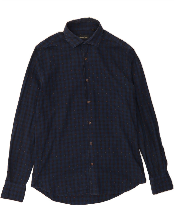 MASSIMO DUTTI Mens Shirt Medium Navy Blue Check Vintage Massimo Dutti and Second-Hand Massimo Dutti from Messina Hembry 
