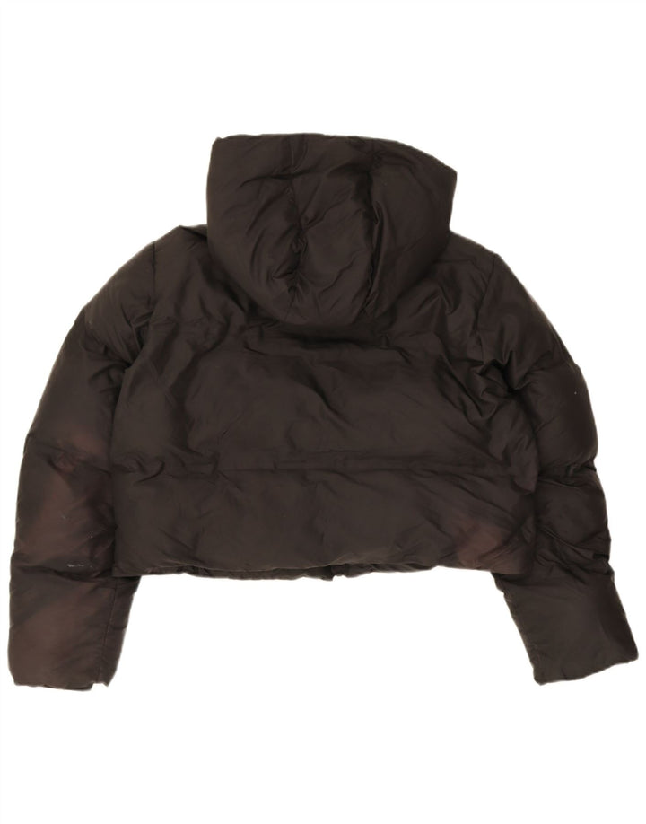 Женская укороченная стеганая куртка оверсайз с капюшоном Zara UK 10, маленький черный полиэстер