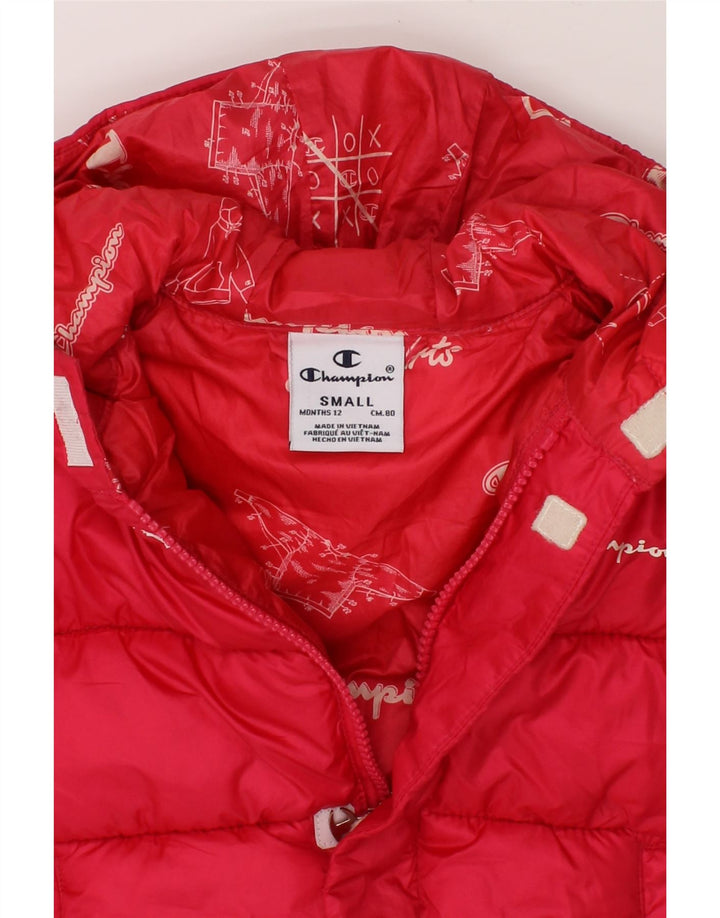 CHAMPION Baby Boys Hooded Padded Jacket 9-12 Months Red Vintage Champion and Second-Hand Champion from Messina Hembry 