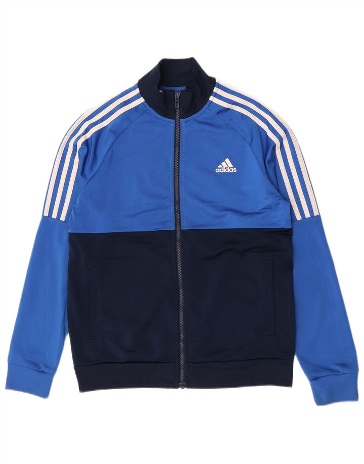 Спортивный костюм Adidas для мальчиков, верхняя куртка 13–14 лет, синяя, полиэстер с цветными блоками