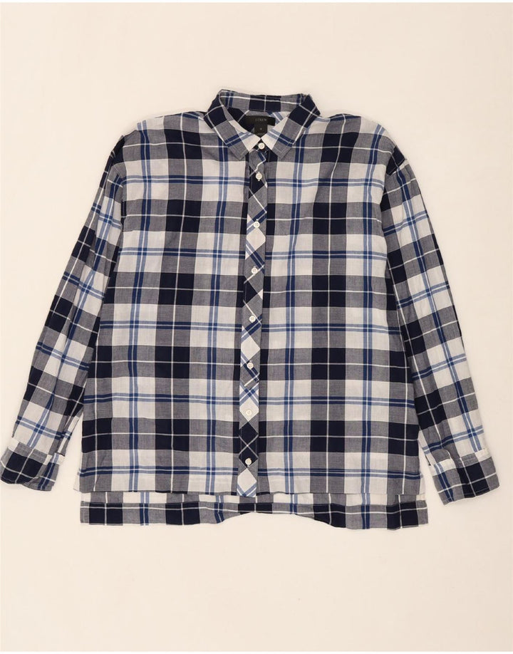 J. CREW Womens Flannel Shirt UK 14 Medium Navy Blue Check Cotton Vintage J. Crew and Second-Hand J. Crew from Messina Hembry 