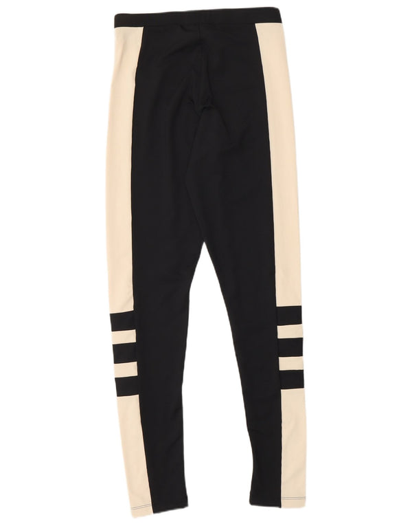 ADIDAS Womens Leggings UK 8 Small  Black Colourblock Polyester