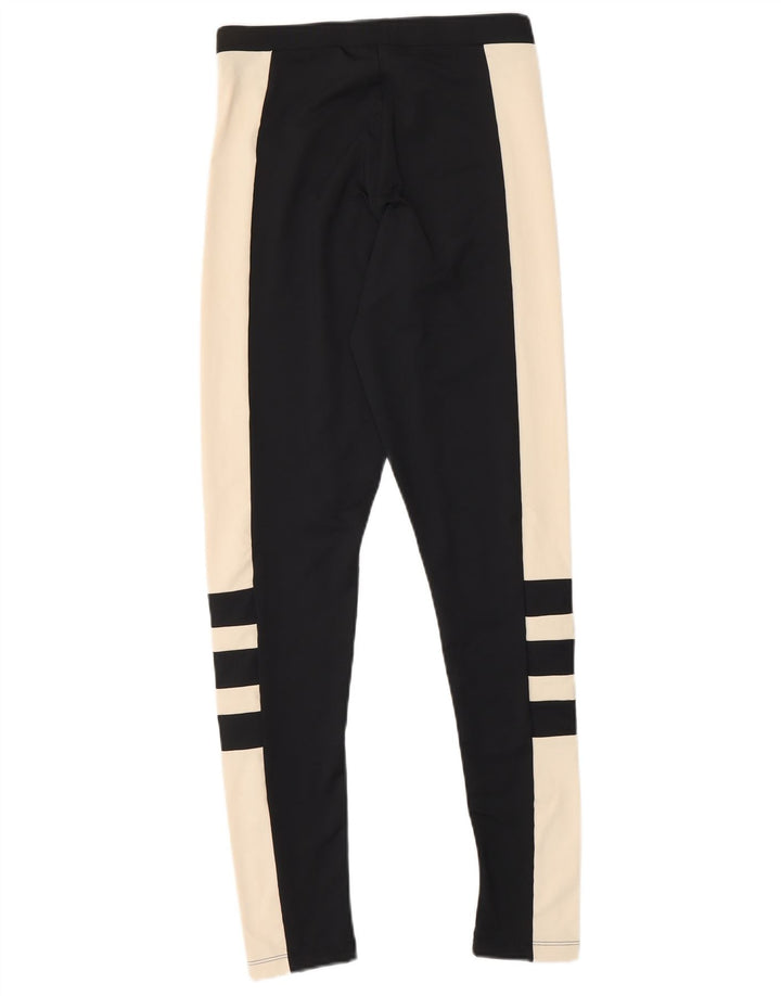 ADIDAS Womens Leggings UK 8 Small  Black Colourblock Polyester