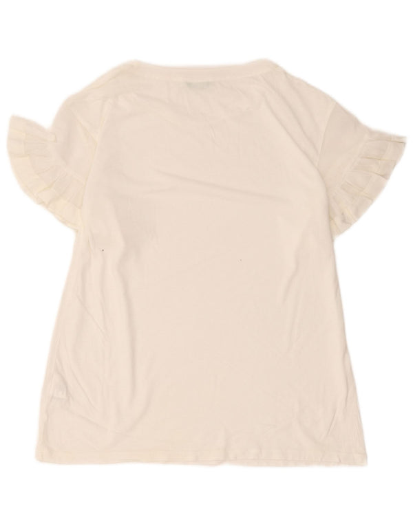 Женская футболка свободного кроя Benetton Top UK 8, маленький белый хлопок