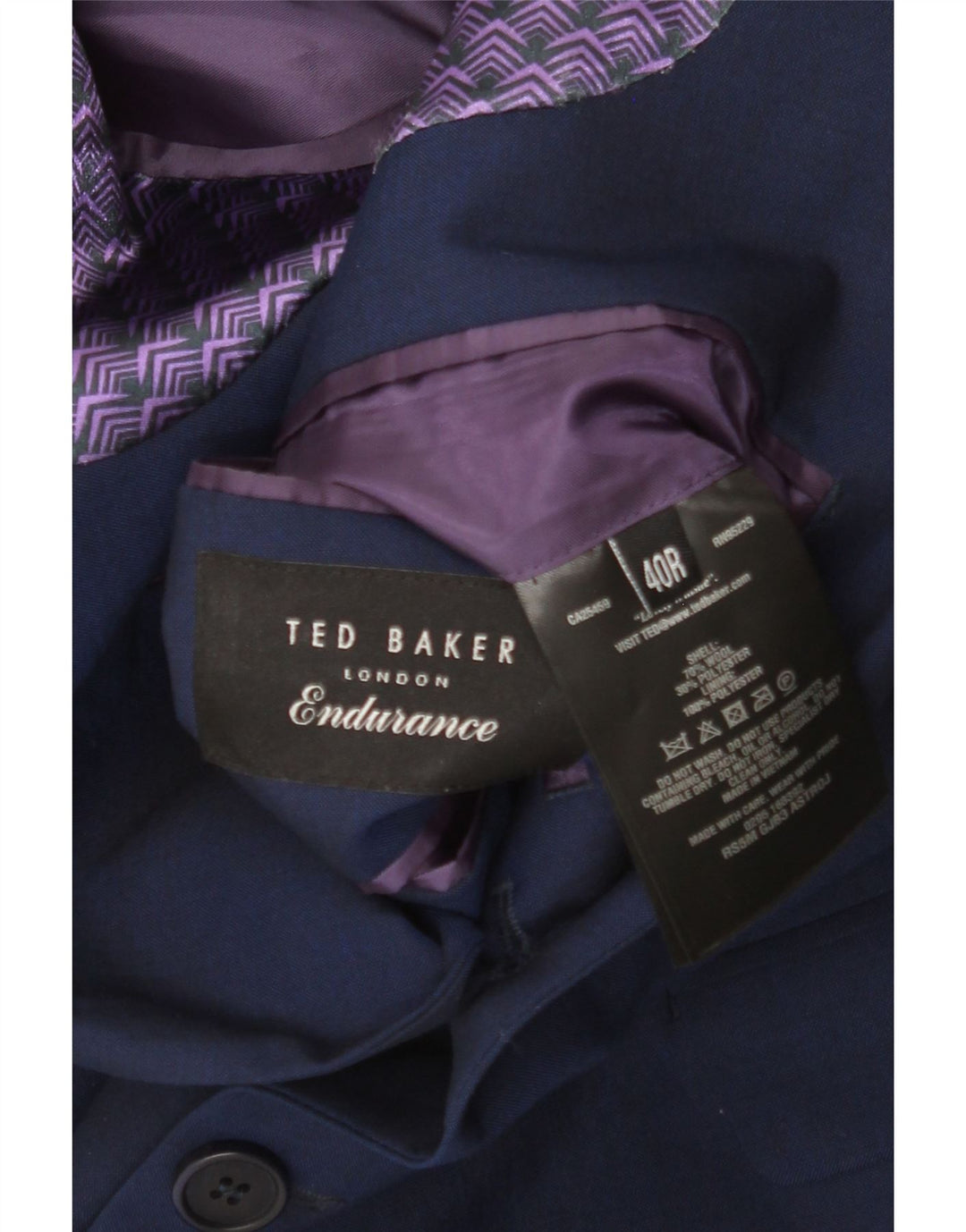 Мужской пиджак с 2 пуговицами Ted Baker UK 40, большой темно-синий, шерстяной