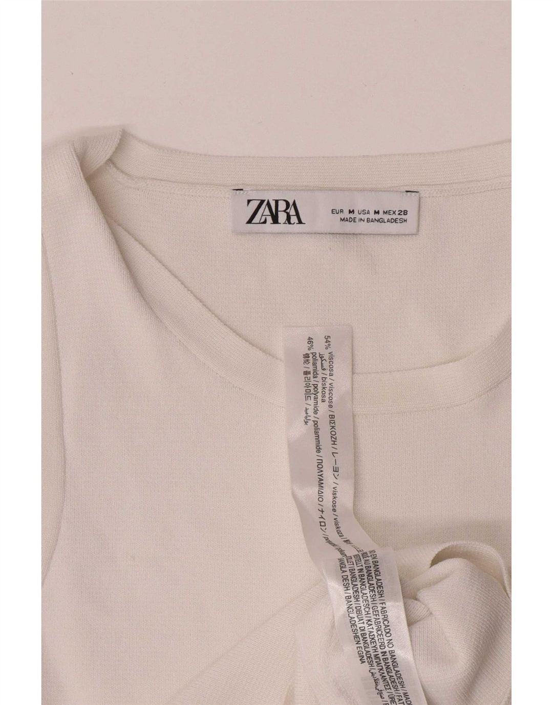 Женский укороченный жилет Zara UK 12, средний белый, вискоза