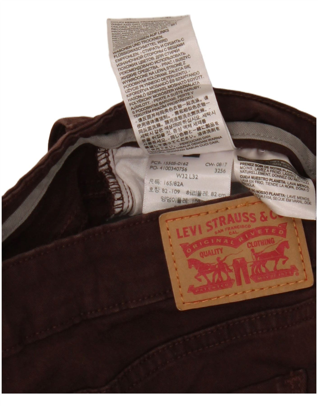 Женские прямые джинсы LEVI'S 505 W32 L32 Темно-бордовый хлопок