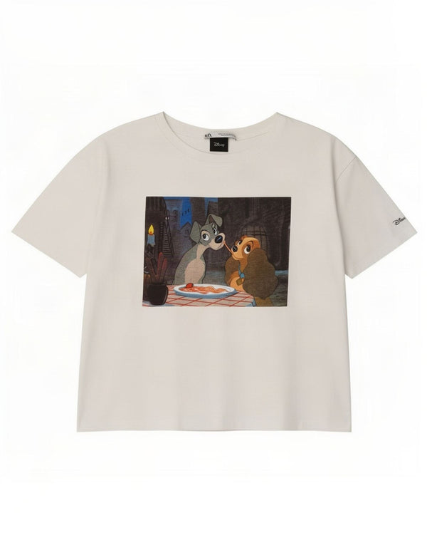 Женская футболка Zara с рисунком Disney Top UK 14, средний белый хлопок