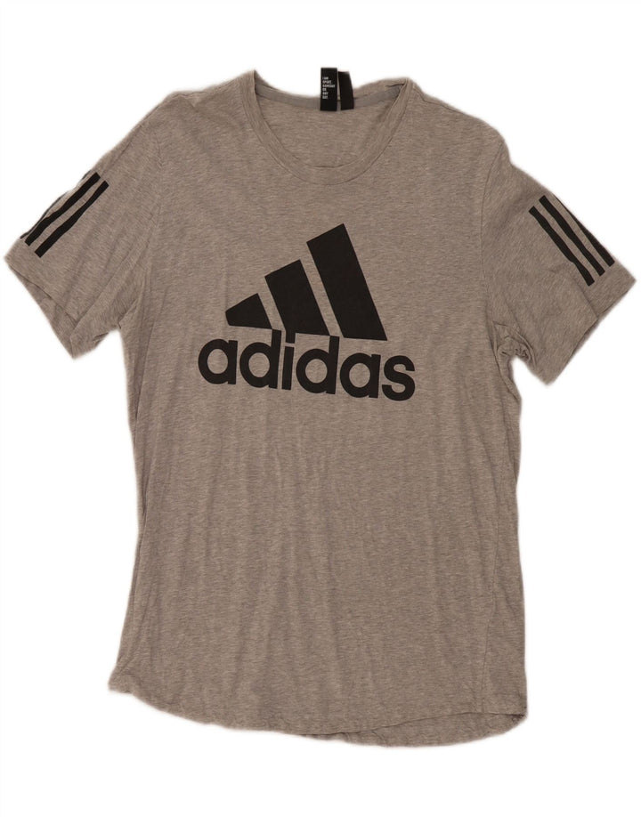 Adidas Мужская футболка с рисунком Верх среднего серого цвета из хлопка