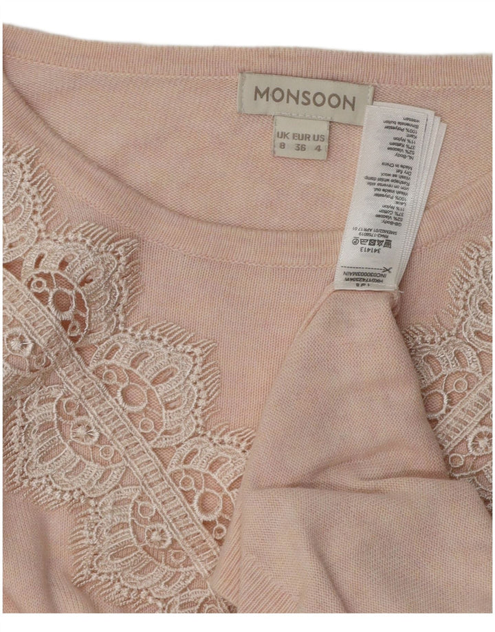 Женский свободный джемпер с вырезом «лодочка» MONSONON, Великобритания, 8, маленький розовый, с узором пейсли