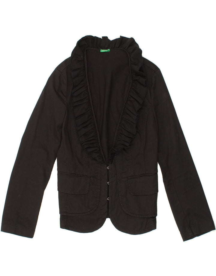 BENETTON Womens Blazer Jacket IT 42 Medium Black Cotton Vintage Benetton and Second-Hand Benetton from Messina Hembry 
