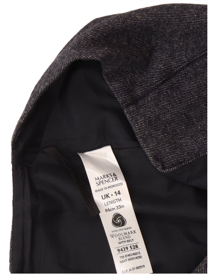 Женская юбка миди Marks & Spencer UK 14 Medium W30 Темно-синяя шерсть