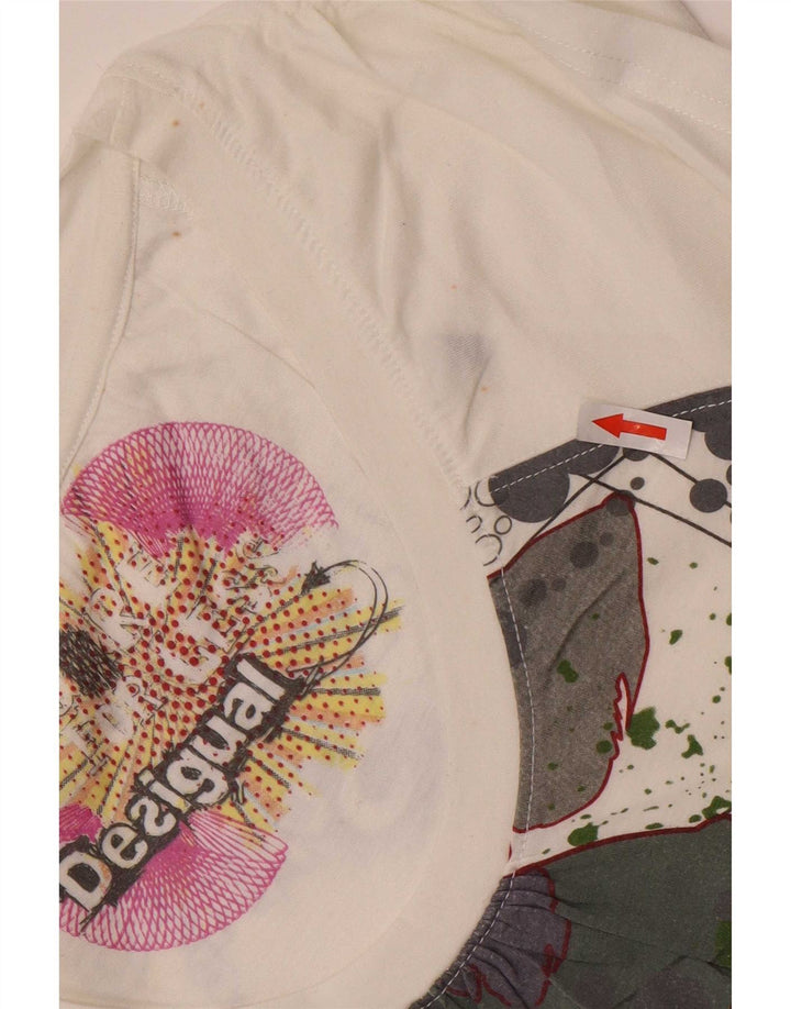 Женская футболка с рисунком Desigual Top UK 12, средний белый полиэстер