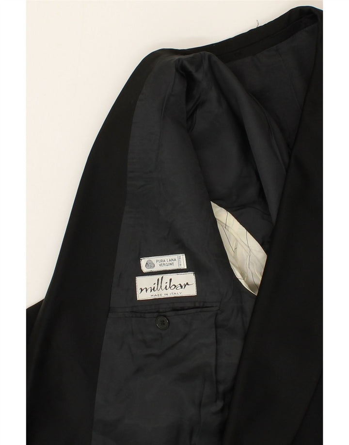 VINTAGE Mens 1 Button Blazer Jacket UK 38 Medium Black Wool Vintage Vintage and Second-Hand Vintage from Messina Hembry 