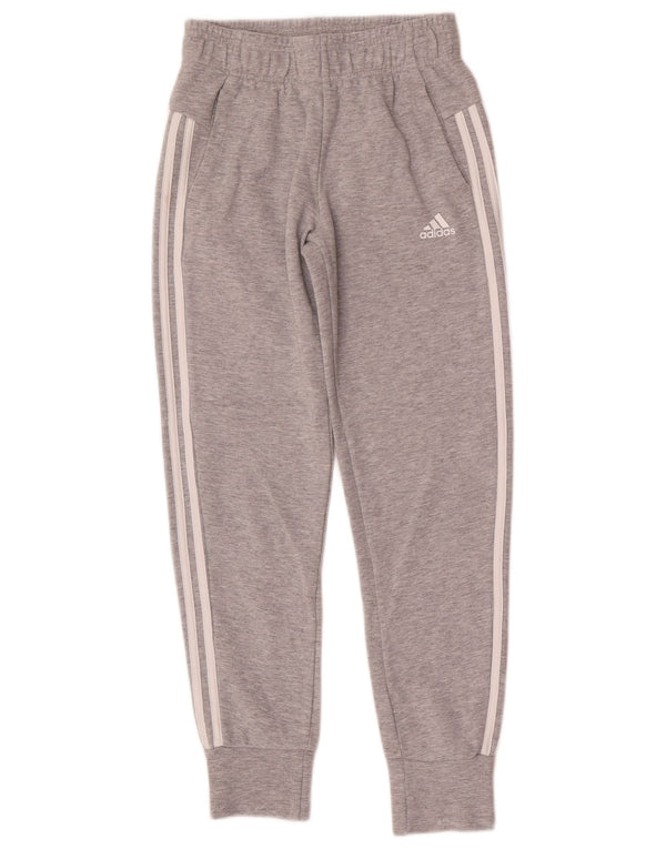 Спортивный костюм Adidas для девочек, брюки для бега, 12–13 лет, серый хлопок с крапинками