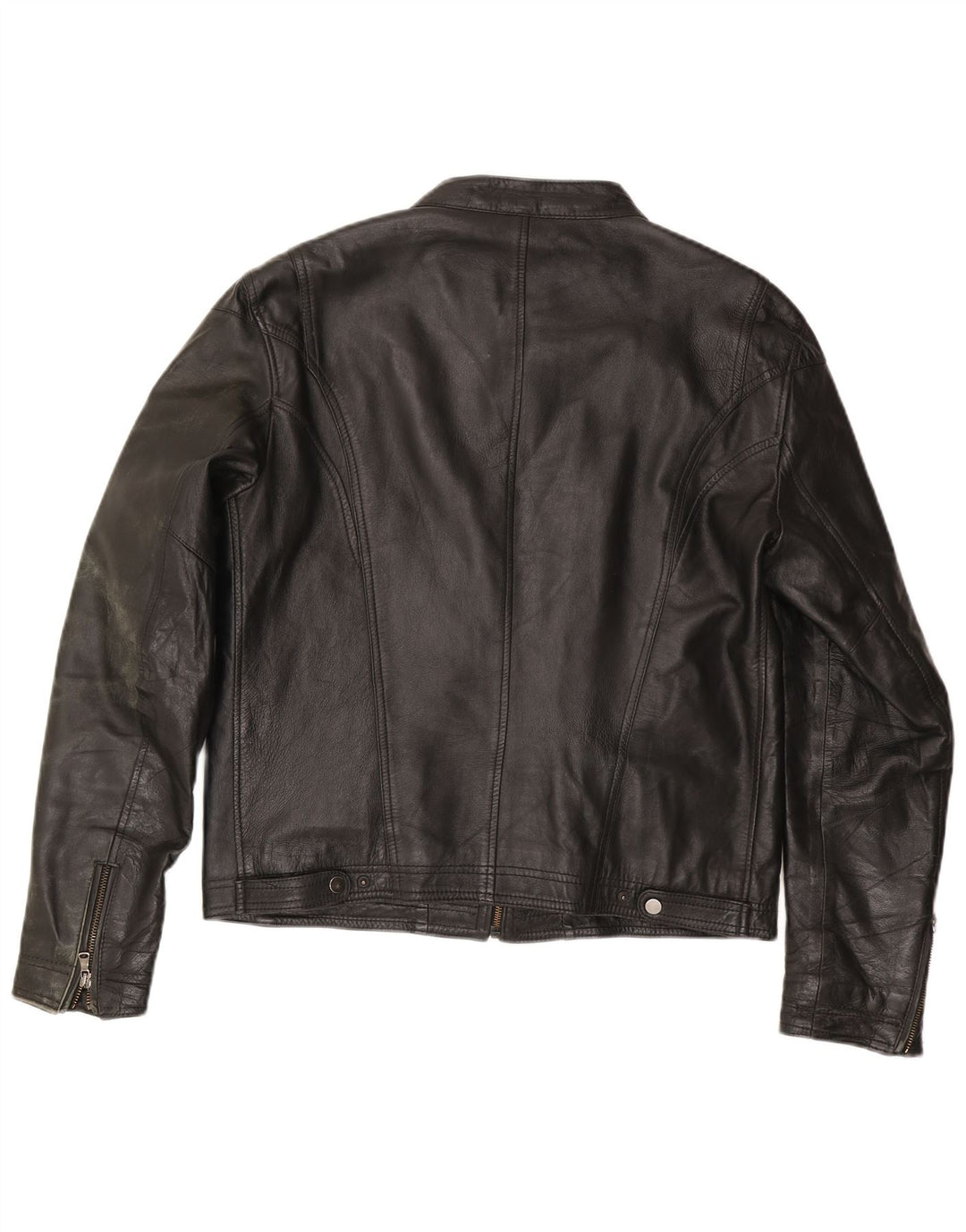 Винтажная мужская кожаная куртка-гонщик IT 54 XL черная кожа