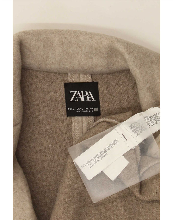 Женское открытое пальто Zara UK 16, большой размер, бежевый полиэстер