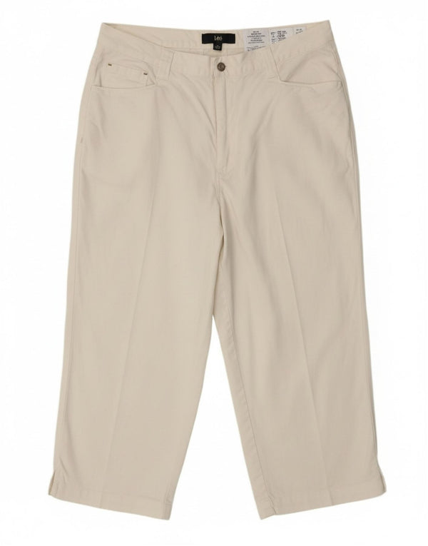 Lee женские шорты-бермуды свободного кроя с высокой талией, размер США 16, размер XL, W34, белый хлопок