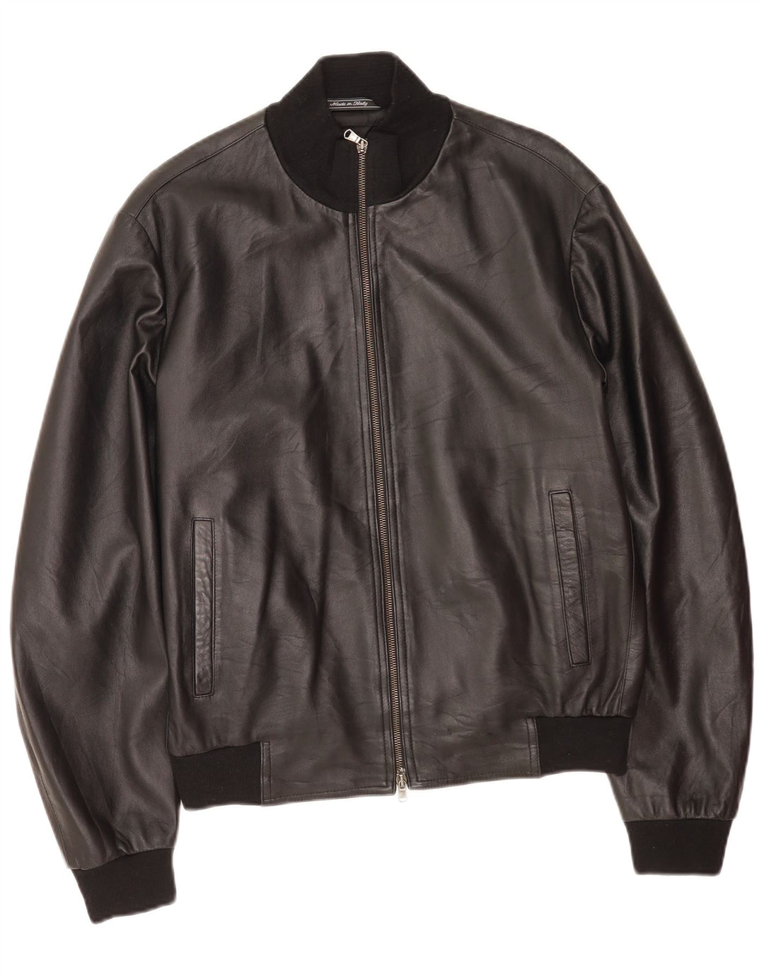 Винтажная мужская кожаная куртка IT 50, большая черная кожа