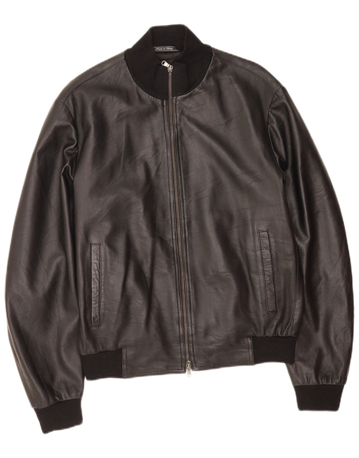 Винтажная мужская кожаная куртка IT 50, большая черная кожа