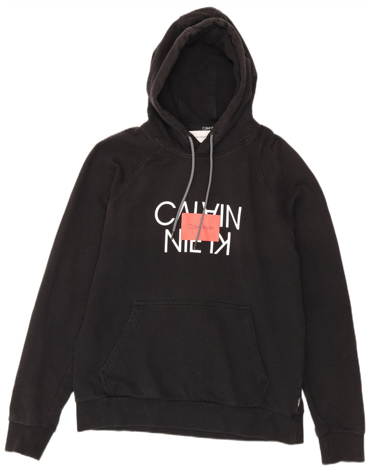 Мужской джемпер с капюшоном Calvin Klein, черный, хлопковый, среднего размера