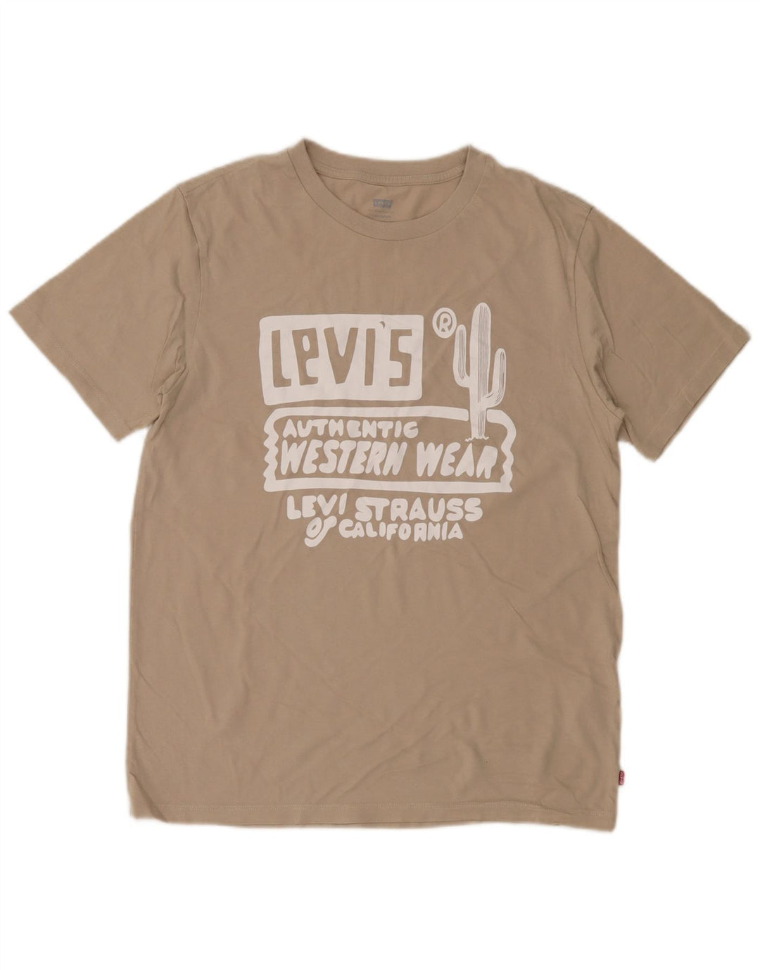 Мужская футболка стандартного кроя Levi's с рисунком, топ среднего размера, бежевый, хлопок