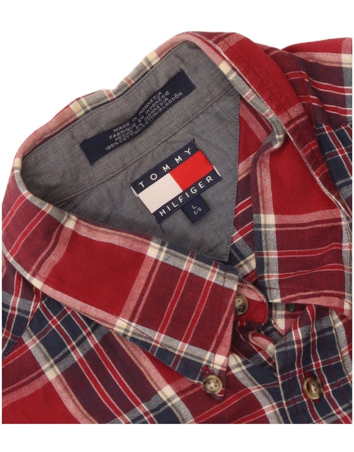 Мужская рубашка Tommy Hilfiger в крупную красную клетку из хлопка