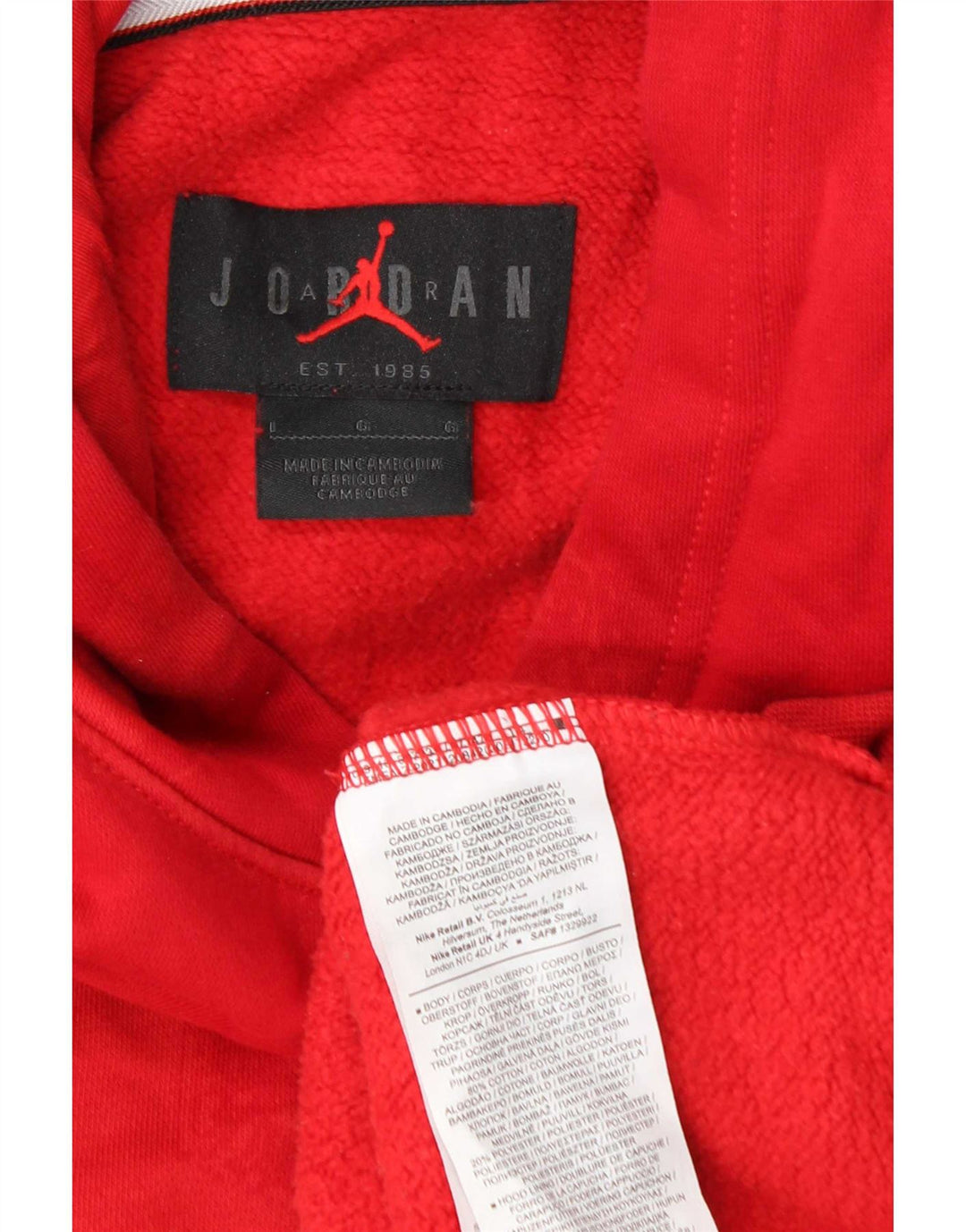 Мужской джемпер с капюшоном Jordan, большой красный, хлопок с геометрическим рисунком