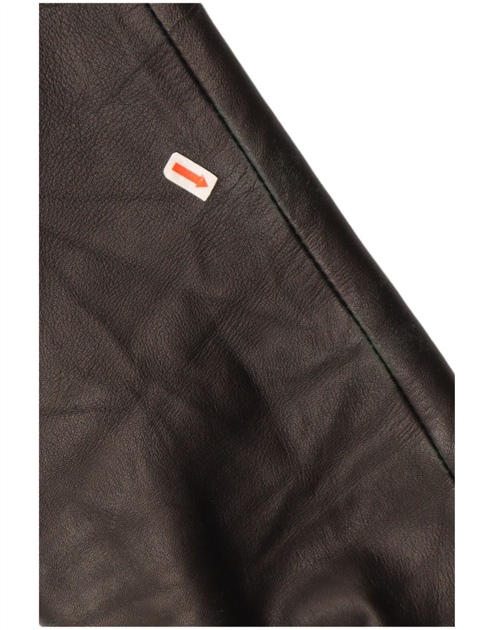 Винтажная женская кожаная куртка на молнии IT 54 2XL Коричневая кожаная