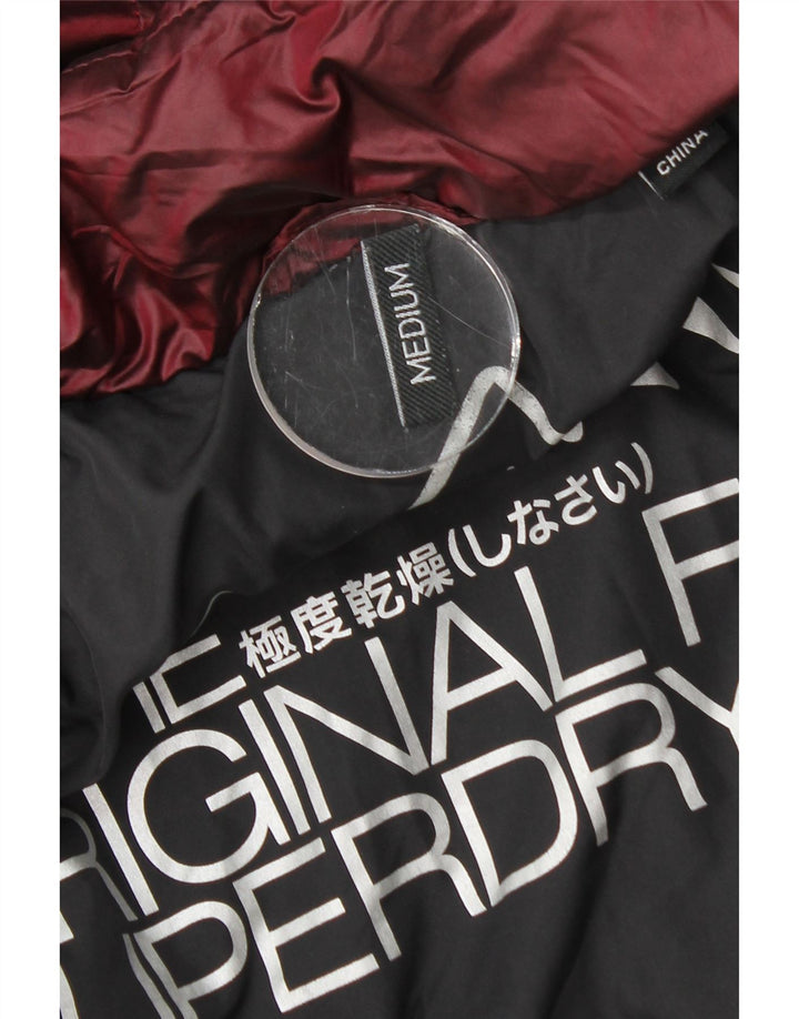 Женская утепленная куртка с капюшоном Superdry UK 14, средний бордовый нейлон