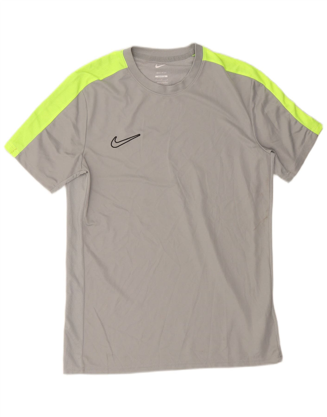 Мужская футболка Nike Dri Fit Slim Fit, большой серый полиэстер с цветными блоками