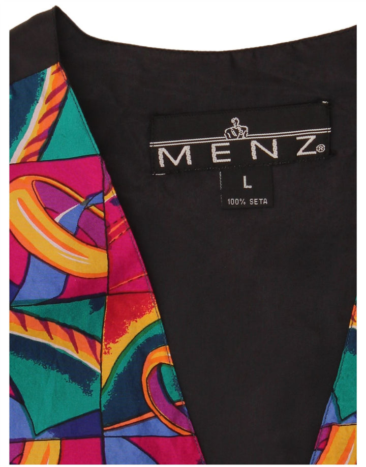 ВИНТАЖНЫЙ Мужской Жилет Большой Разноцветный Лоскутный Шелк