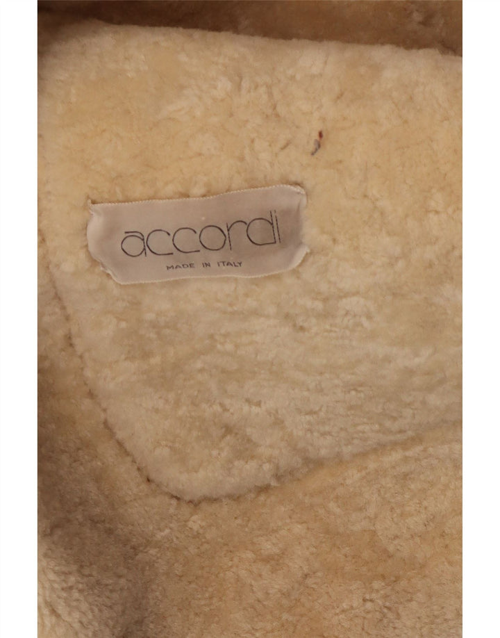 Винтажная мужская короткая дубленка UK 38 Средне-коричневая кожаная классическая