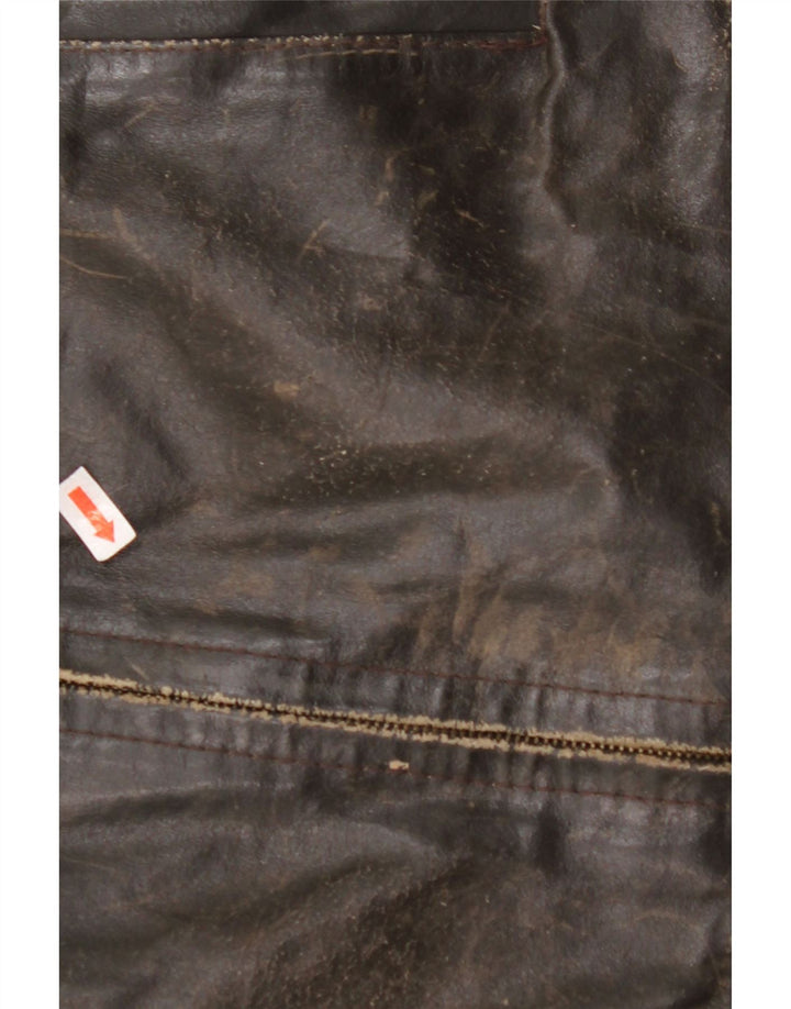 ВИНТАЖНАЯ Женская кожаная куртка с рукавом 3/4 UK 14, кожа среднего коричневого цвета