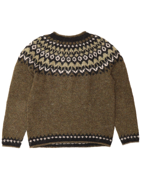 Винтажный женский джемпер с вырезом «лодочка», Великобритания, 18 XL, хаки Fair Isle