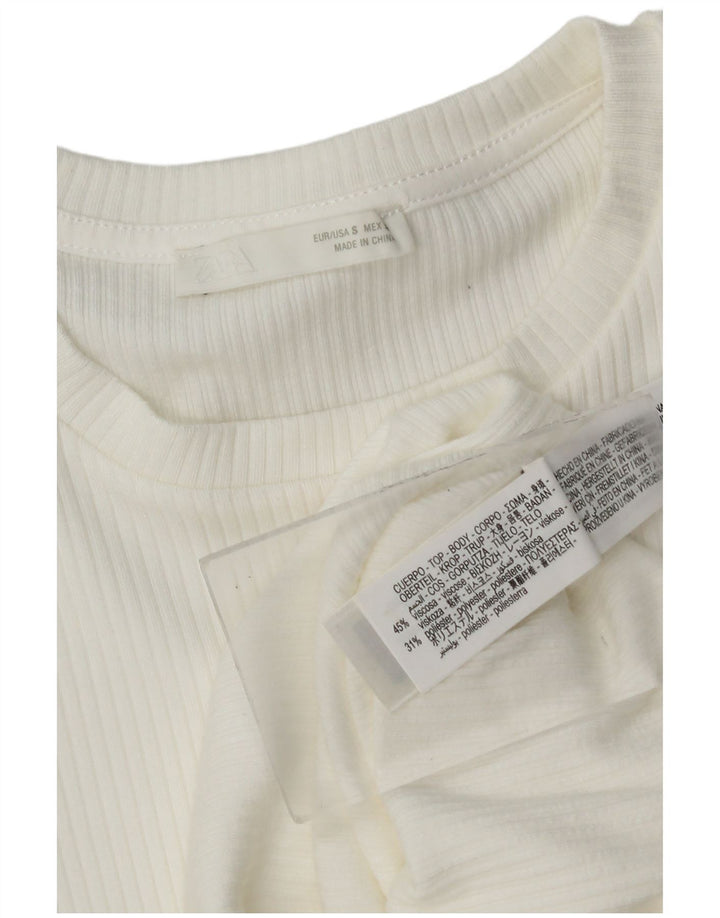 Женская укороченная блузка с крыльями летучей мыши Zara UK 8, маленькая, белая вискоза