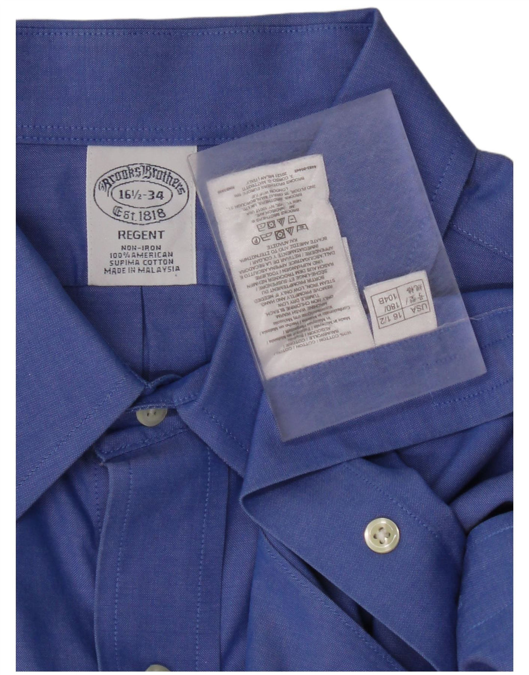 Мужская рубашка BROOKS BROTHERS Regent, размер 16, 1/2, большая, синяя, хлопок