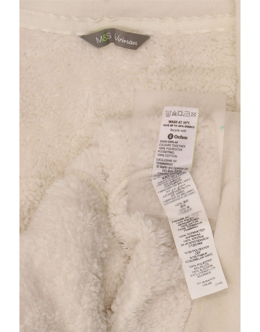 Женская флисовая куртка Marks & Spencer UK 20 2XL, белый хлопок