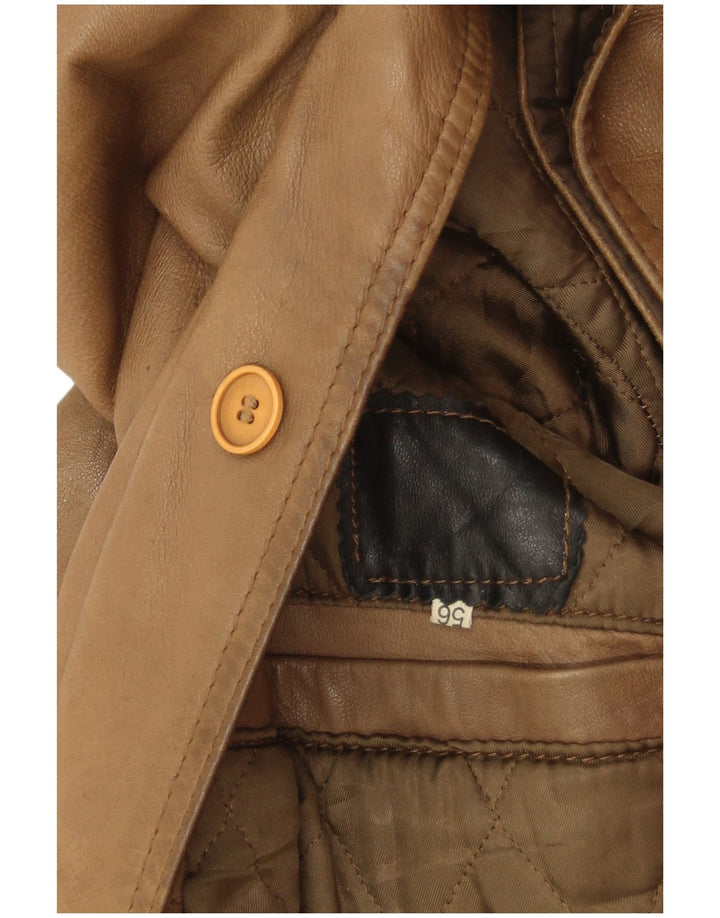 Винтажная мужская кожаная куртка IT 56 3XL Коричневая