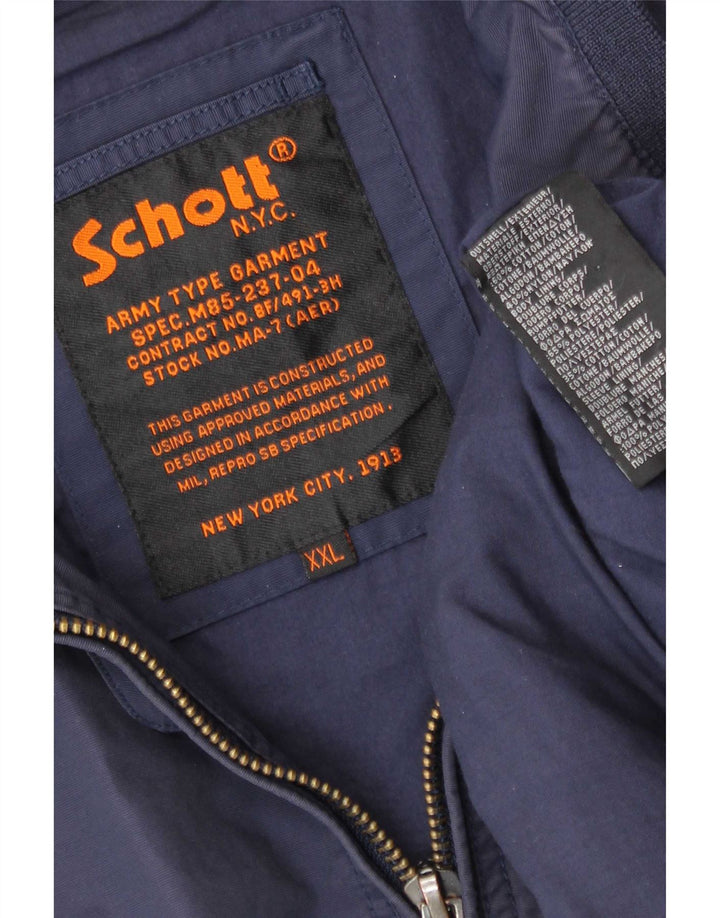 Мужская куртка-бомбер Schott UK 44 2XL Темно-синяя, хлопок