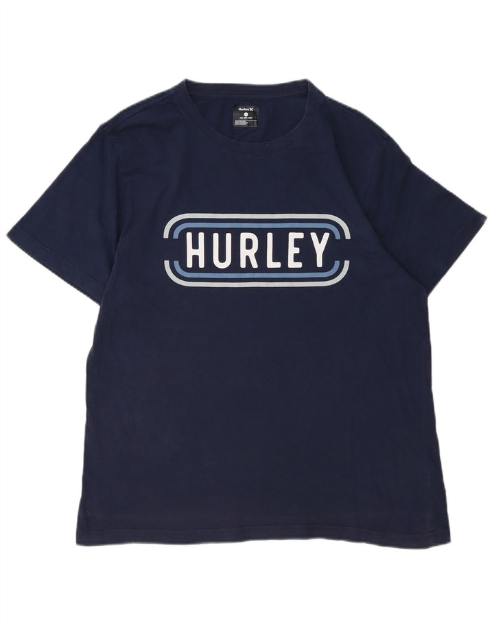 Мужская футболка с рисунком Hurley, большой размер, темно-синий, хлопок