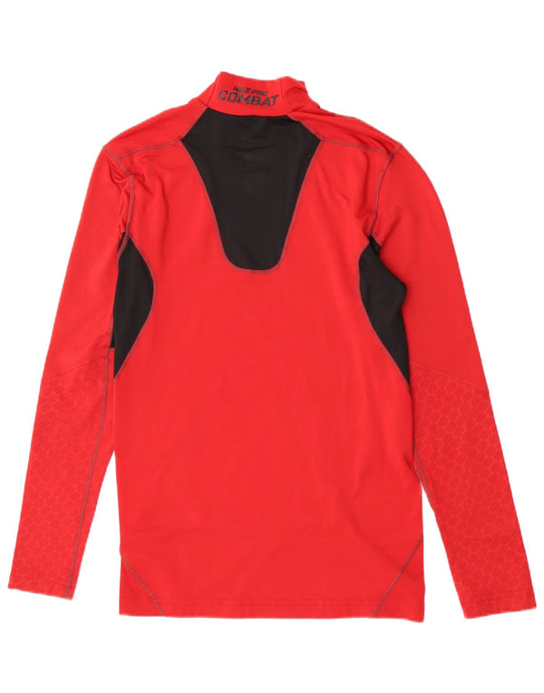 Nike Mens Dri Fit Graphic Top Long Sleeve Medium Red Colourblock Sports