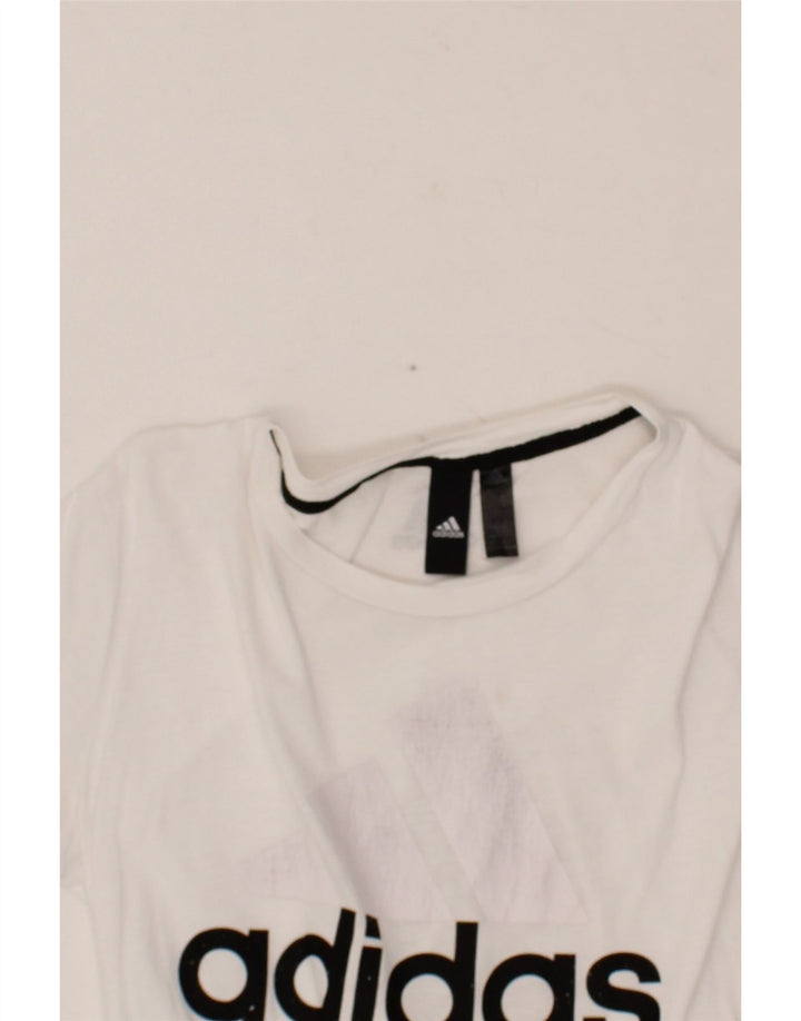 ADIDAS Womens Graphic T-Shirt Top UK 12/14 Medium White Vintage Adidas and Second-Hand Adidas from Messina Hembry 
